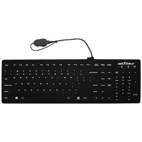 Seal Silk Pro Keyboard Black - Full Size - Washable & Waterproof - IP68 certified - Compatible with industrial-grade clean