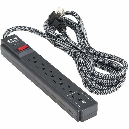 6-OUTLET SURGE PROTECTOR 5-15R 1200 J 10FT 3M BRAIDED CORD BLACK