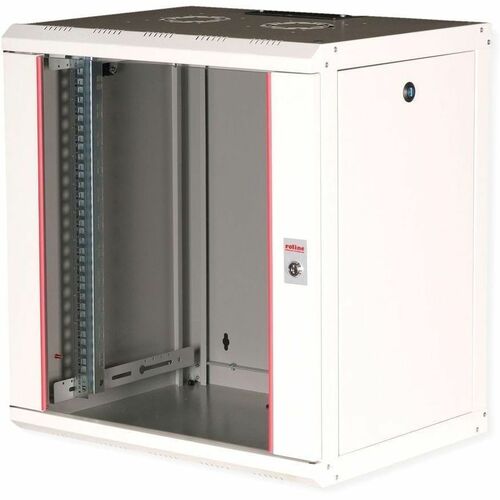 Roline 12U Wall Mountable Enclosed Cabinet Rack Cabinet for Networking, Enclosure370 mm Rack Depth - Light Grey - Glass, S
