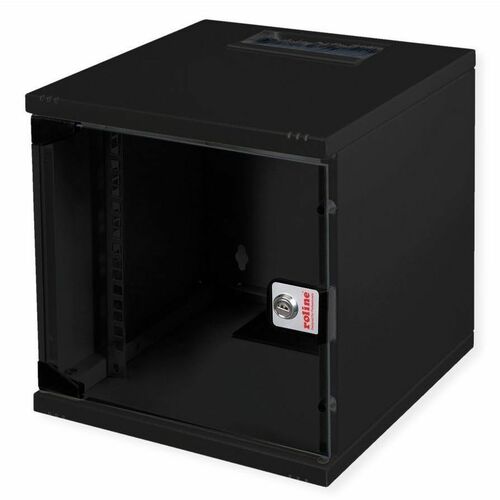 Roline 6U Wall Mountable Enclosed Cabinet Rack Cabinet for Network Equipment270 mm Rack Depth - Jet Black - Glass, Sheet S