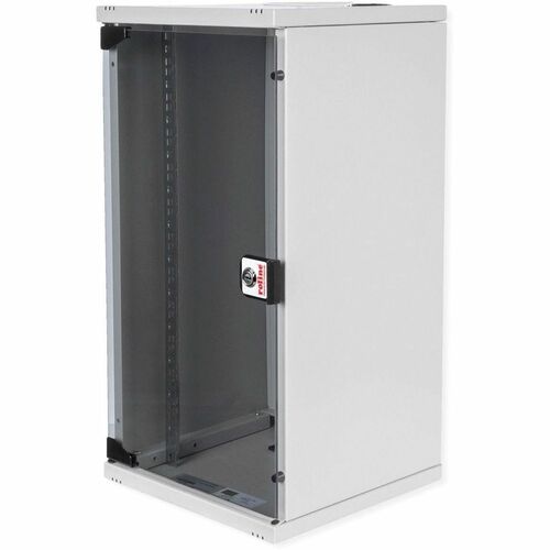 Roline 12U Wall Mountable Enclosed Cabinet Rack Cabinet for Networking270 mm Rack Depth - Light Grey - Glass, Steel, Sheet