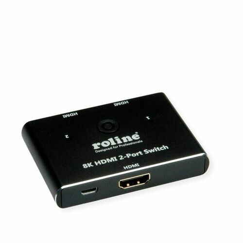 Roline Video Switchbox - Cable - 7680 x 4320 - 8K - DVD Player, Notebook, Monitor, Projector - 1 x USB - 2 x HDMI In - 1 x