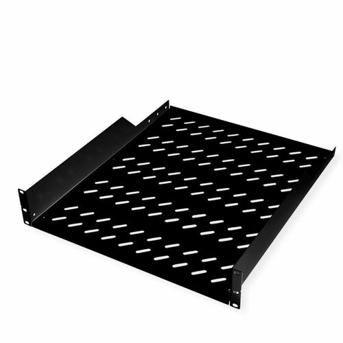 Roline 2U Rack-mountable Rack Shelf for Networking, Enclosure - Jet Black - Steel - 25 kg Maximum Weight Capacity