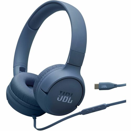 JBL Tune 520C Wired On-ear, Over-the-head, Over-the-ear Stereo Headset - Blue - Binaural - Ear-cup - 32 Ohm - 10 Hz to 40 