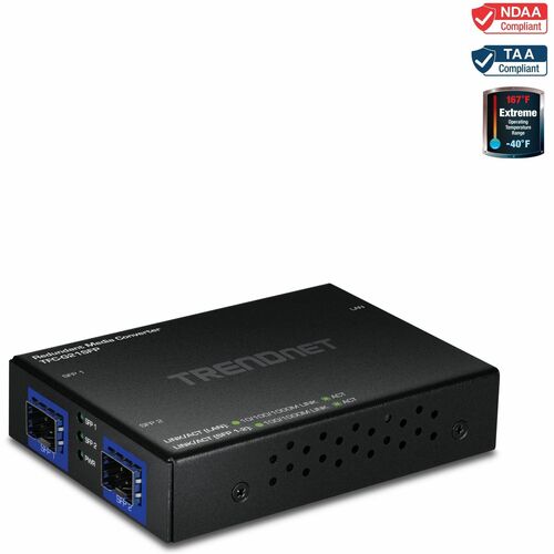 TRENDnet TFC-G21SFP Transceiver/Media Converter - TAA Compliant - 1 Port(s) - 1 x Network (RJ-45) - Twisted Pair, Optical 