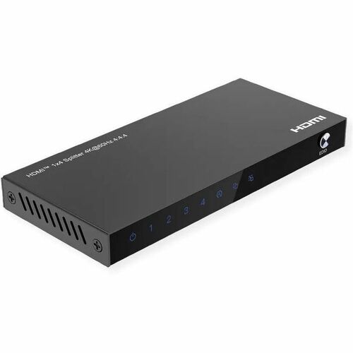 Value 4-way HDMI Splitter - Black - 3840 x 2160 - 1 x HDMI In - 4 x HDMI Out