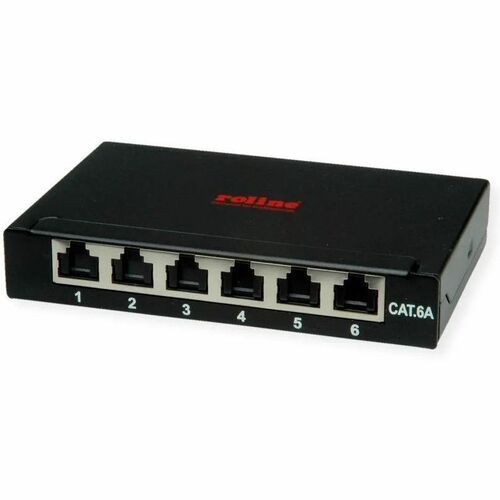 ROLINE Mini-Patchpanel, Kat.6A (Class EA), 6x RJ45, 0,5HE, geschirmt, schwarz