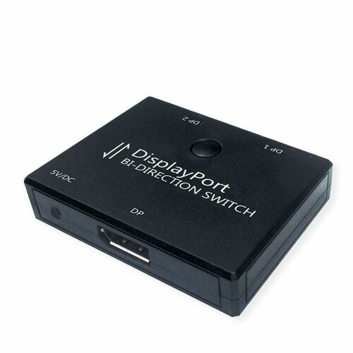 Roline Video Switchbox - Cable - 3840 x 2160 - 4K - DVD Player, Monitor, Projector, TV - 1 x USB - 2 x DisplayPort In - 1 