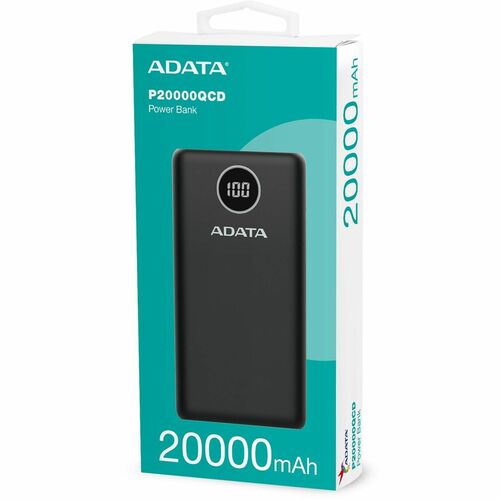 Cargador portátil Adata AP20000QCD-DGT-CBK - Negro - Para Teléfono móvil, Consola de juegos - Litio Polímero (Li-Polímero)