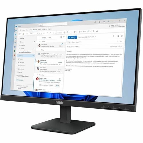 Lenovo ThinkVision S24-4e 24" Class Full HD LED Monitor - 16:9 - Raven Black - 60.5 cm (23.8") Viewable - In-plane Switchi