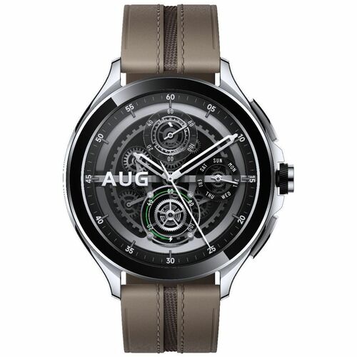 WATCH 2 PRO-BT CASE-STRAP SILVER CASE-BROWN LEATHER STRAP