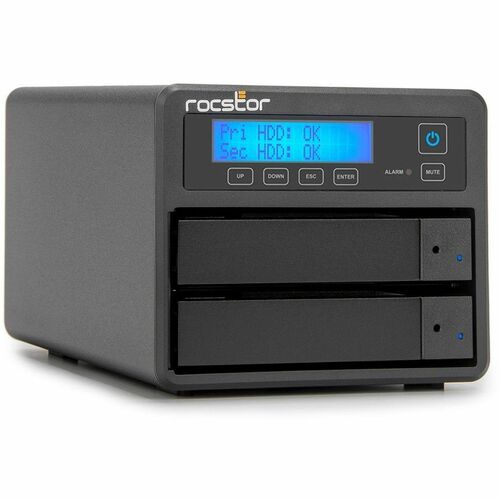 Rocpro U33 Professional 48TB Drive - 2x24TB HDD - 7200 RPM - RAID 0/1 - USB 3.2 SuperSpeed 10Gbps - 2-Bay - Hot Swap Tray 