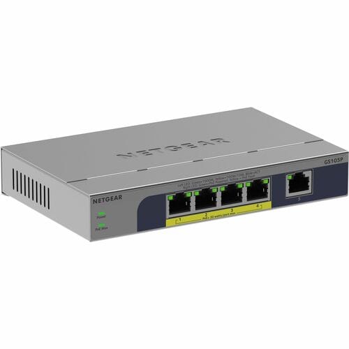 Netgear Business GS105P 5 Ports Ethernet Switch - Gigabit Ethernet - 10/100/1000Base-T - 2 Layer Supported - 67.50 W Power