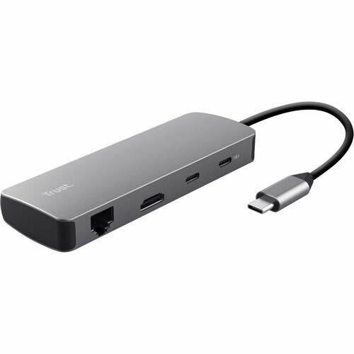 Trust Dalyx USB-Typ C Docking Station für Notebook, Tablet-PC - Ladefunktion - Speicherkartenleser - SD, microSD - Grau - 