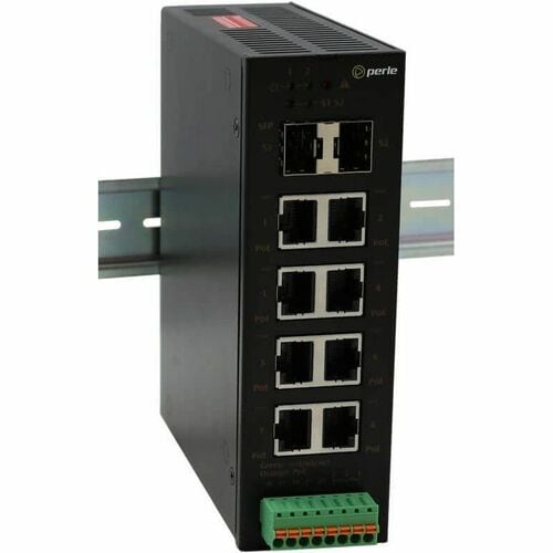 Perle IDS-110HP 8 Ports Ethernet Switch - Gigabit Ethernet - 1000Base-LX, 10/100/1000Base-TX - 3 Layer Supported - 2 SFP S