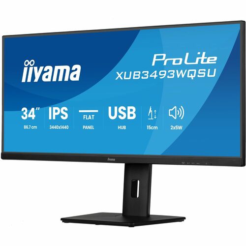 iiyama ProLite XUB3493WQSU-B6 34 Zoll Klasse UW-QHD LED-Monitor - 21:9 Format - Mattschwarz - 86,4 cm (34 Zoll) Viewable -