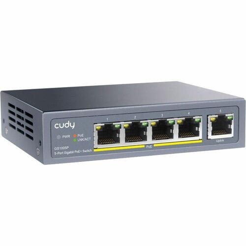 Cudy GS1005P Ethernet Switch - 5 Ports - Gigabit Ethernet - 10Base-T, 100Base-TX, 1000Base-T - 2 Layer Supported - 60 W Po