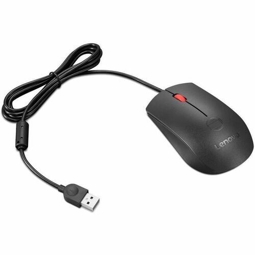 Souris Lenovo Pleine taille - USB Type A - Optique - 3 Bouton(s) - Noir, Rouge - Câble - 2000 dpi - Roulettes avec frein -