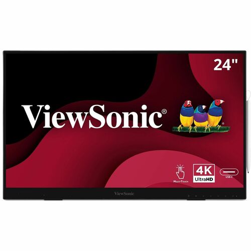 ViewSonic ID2456-4K 24 Inch 4K UHD Touch Display Tablet with PCAP 10 Point Touch, Active Stylus, Built-in Kickstand, USB H