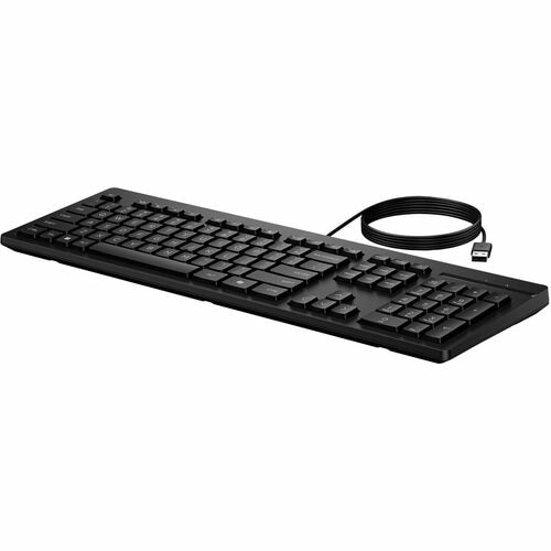 HP 125 G2 Keyboard - Full-size - Cable Connectivity - USB Type A Interface - Black - Plunger Keyswitch - CoPilot Hot Key(s