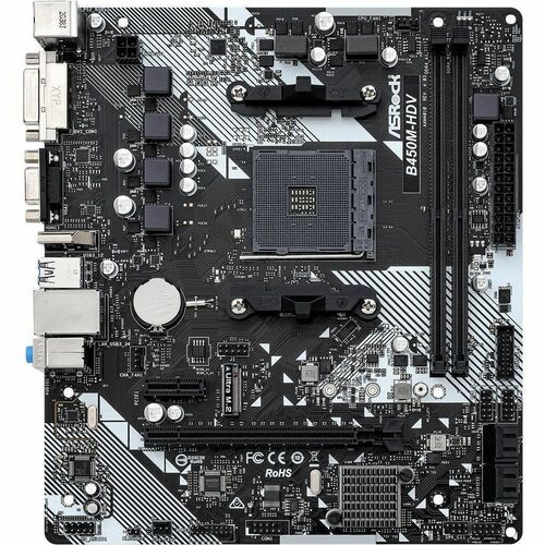 Placa Base de computador de escritorio ASRock B450M-HDV R4.0 - AMD B450 Conjunto de Circuitos Integrados - Socket AM4 - Mi