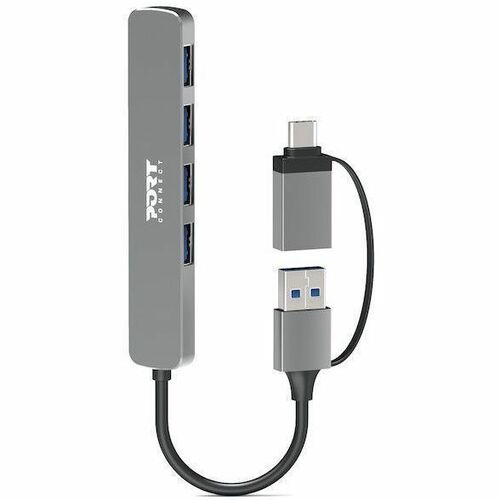 Port Connect USB Hub - USB Type A, USB Type C - 640 MB/s - Mouse, Keyboard, Flash Drive, Hard Drive, Notebook, Tablet - 4 