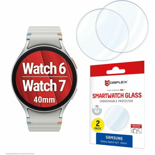 Displex 9H Hybridglas Displayschutz für Samsung - Transparent - 2 / Pack - für Super AMOLED Smartwatch - Bruchsicher, Vers