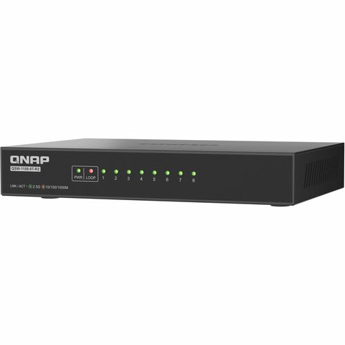 QNAP QSW QSW-1108-8T-R2 8 Ports Ethernet Switch - 2.5 Gigabit Ethernet - 2.5GBase-T, 100/1000Base-T - Black - 2 Layer Supp