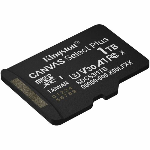 Kingston Canvas Select Plus 1 TB Class 10/UHS-I (U3) V30 microSDXC - 1 - 150 MB/s Read
