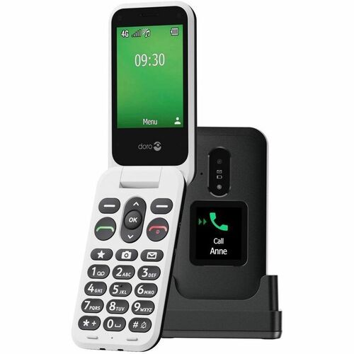 Téléphone portable standard Doro Leva E30 - Écran - Écran Écran pliable flexible - Noir, Blanc - Flip - Sans SIM