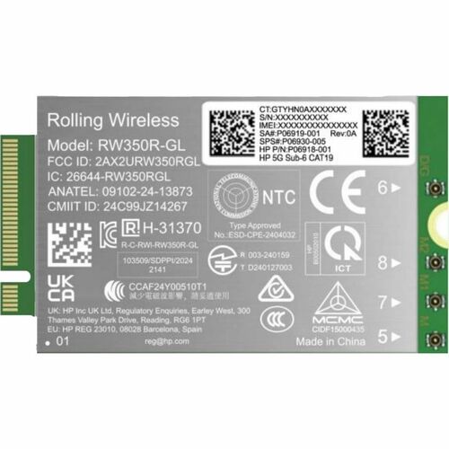 HP 5G Sub-6 WWAN. Country of origin: China. HP segment: Business. Windows operating systems supported: Windows 10, Windows