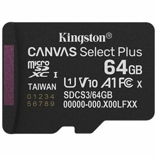 Kingston Canvas Select Plus 64 GB Classe 10/SUS-I (U1) microSDXC - 100 MB/s Leitura - Ciclo de vida Garantia