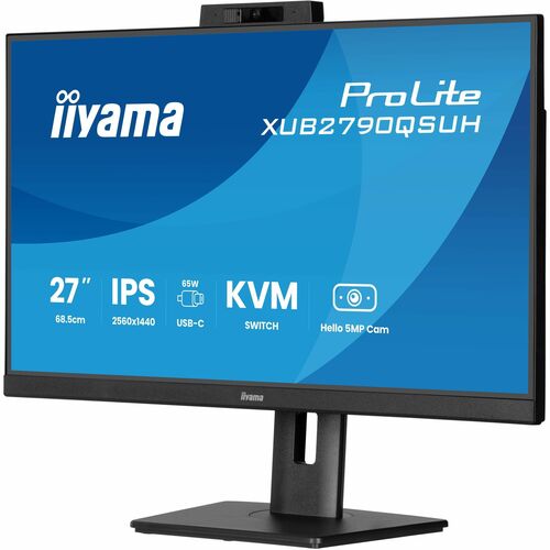 iiyama ProLite XUB2790QSUH-B2 27 Zoll Class Webcam WQHD LED-Monitor - 16:9 Format - Mattschwarz - 68,6 cm (27 Zoll) Viewab