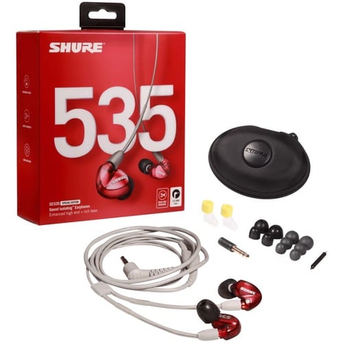 Shure SE535 有线 耳塞 双声道 立体声 耳机 - 红 - 入耳式 - 36 欧姆 - 1.62 m 线缆 - 迷你手机（3.5毫米）