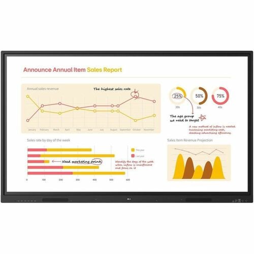 LG CreateBoard 65TR3BQ-B Collaboration Display - 65" LCD - Infrared (IrDA) - Touchscreen - 3840 x 2160 - 2160p - HDMI
