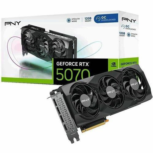 PNY NVIDIA GeForce RTX 5070 Graphic Card - 12 GB GDDR7 - Full-height - 7680 x 4320 - 2.33 GHz Core - 2.59 GHz Boost Clock 