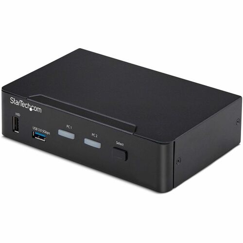StarTech.com KVM Switchbox - TAA Compliant - 2 Computer(s) - 4K - 3840 x 2160 - 8 x USB - USB 2.0 - 3 x DisplayPort