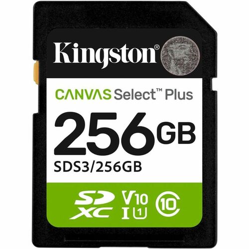 Kingston Canvas Select Plus 256 GB Class 10/UHS-I (U1) V10 SDXC - 1 - 150 MB/s Read