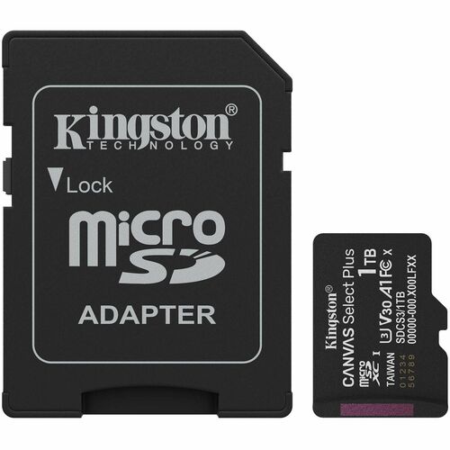 Kingston Canvas Select Plus 1 TB Class 10/UHS-I (U3) V30 microSDXC - 1 - 150 MB/s Read