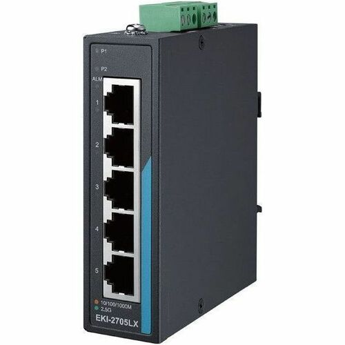 Advantech EKI-2705LX Ethernet Switch - 5 Ports - Gigabit Ethernet, 2.5 Gigabit Ethernet - 10/100/1000Base-T, 2.5GBase-T - 