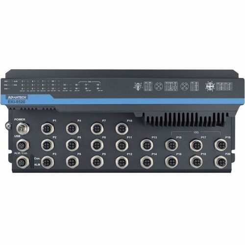 Advantech EKI-9520H-6XPW-A Ethernet Switch - Manageable - Gigabit Ethernet, 2.5 Gigabit Ethernet, 5 Gigabit Ethernet, 10 G