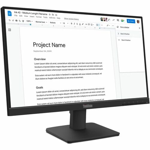 Moniteur LED Lenovo ThinkVision S22-4e 22" Classe Full HD - 16:9 - Noir corbeau - 54,6 cm (21,5") Viewable - Technologie I