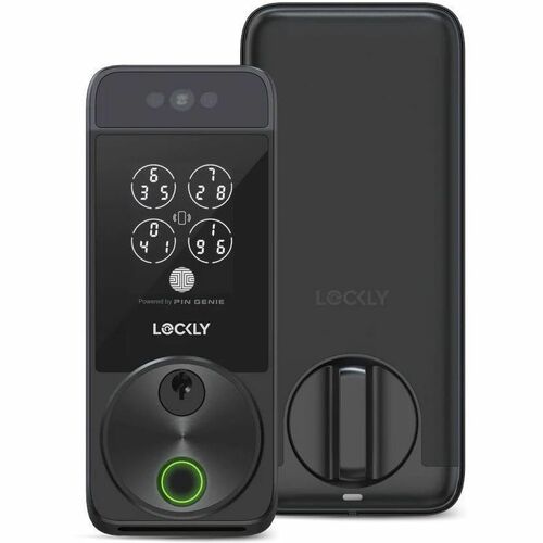 Lockly Visage Zeno Series Facial Recognition Deadbolt (Matte Black) - Built-In Wi-Fi - Keyless Entry - Facial Recognition 