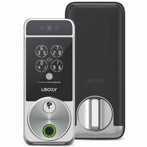 Lockly Visage Zeno Series Facial Recognition Deadbolt (Satin Nickel) - Built-In Wi-Fi - Keyless Entry - Facial Recognition