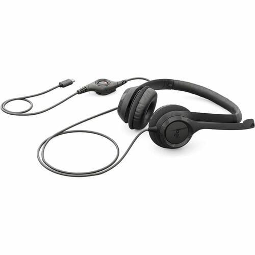 Logitech 有线 入耳式, 头戴式 立体声 耳机 - 黑 - 双声道 - 上耳式 - 32 欧姆 - 20 Hz 到 20 kHz - 190 cm 线缆 - 降噪, 双向 麦克风 - C型 USB