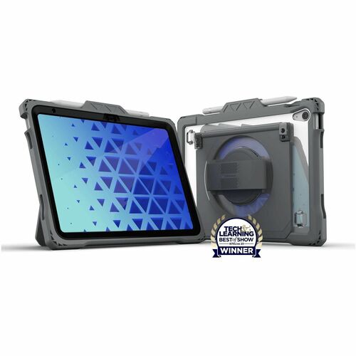 Shield Extreme-X2-H con correa de mano giratoria para iPad 10 de 10,9" (2022) (bisel negro-funda gris)
