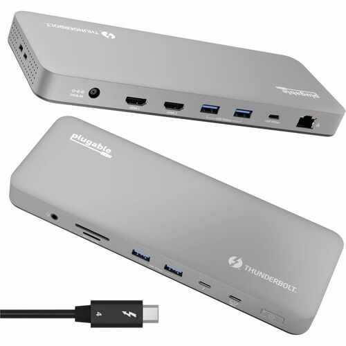 Plugable Thunderbolt 4 Dock for M4 MacBook Air & Pro: 100W Charging Driverless Laptop Docking Station - 4K HDMI Dual Monit