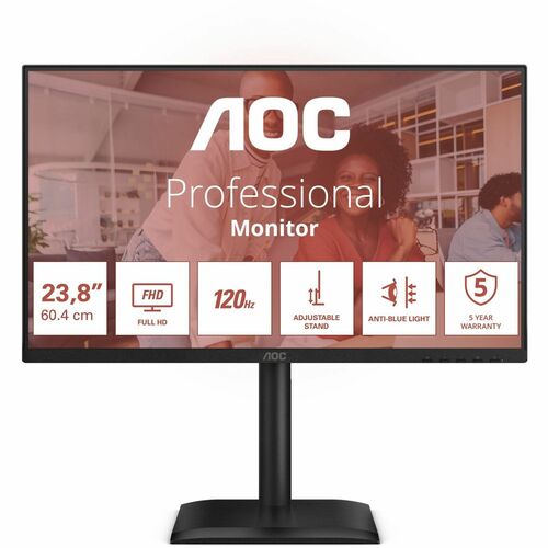 AOC 24E4CV 24 Zoll Klasse Full HD LED-Monitor - 16:9 Format - Schwarz - 60,5 cm (23,8 Zoll) Viewable - IPS-Technologie (In