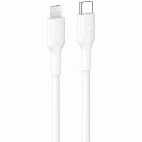 Belkin USB-C Cable with Lightning Connector, 3.3ft/1m, White - 3.3 ft (1 m) Lightning/USB-C Data Transfer Cable for iPhone