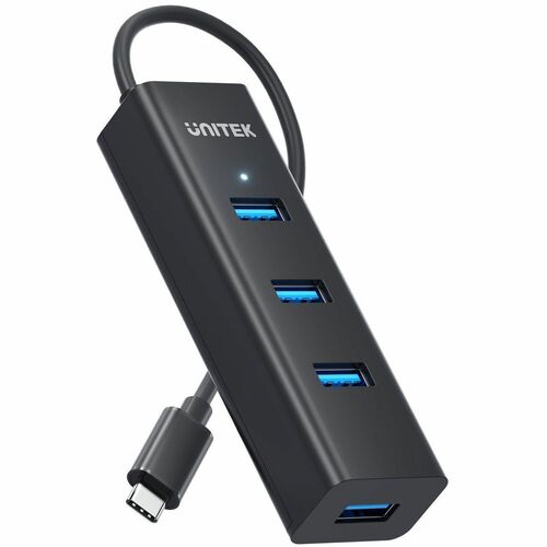 Unitek USB Hub - USB Type C - 640 MB/s - Smartphone, Flash Drive - Portable - Black - 4 Total USB Port(s) - 4 USB 3.0 Port